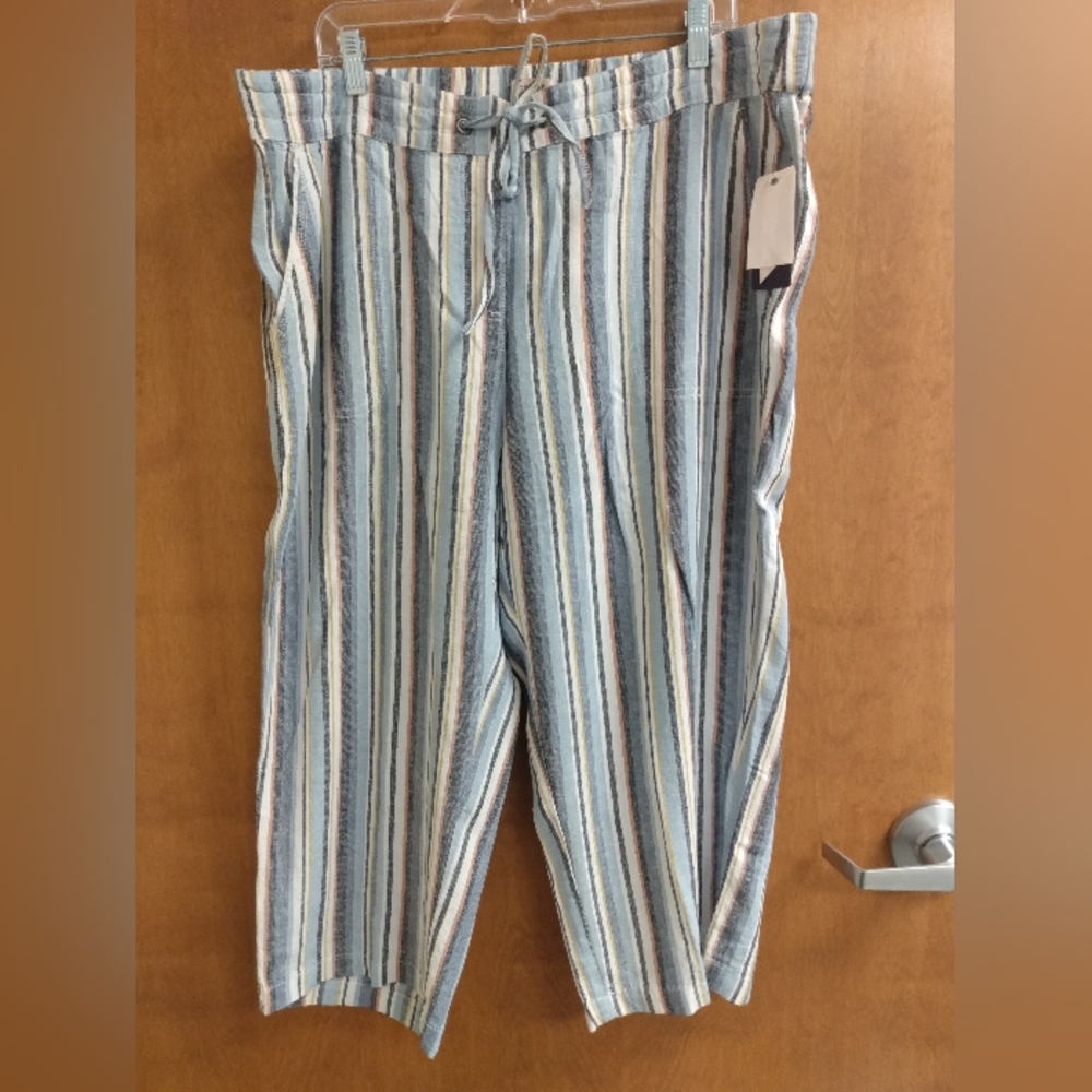 Per Se Linen Blend Cropped Pants